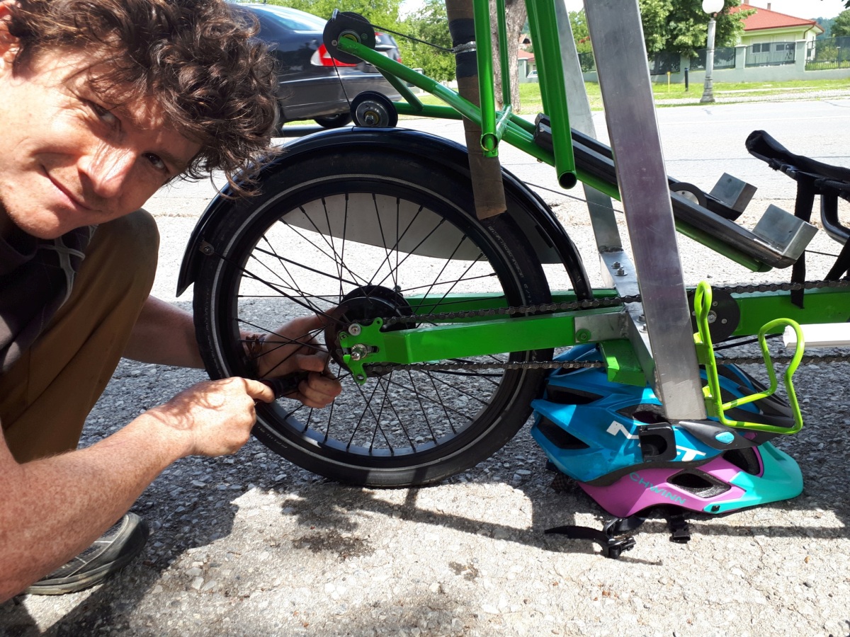 Our 3rd time fixing a leak in the rear wheel on the same day. We knew something was up.